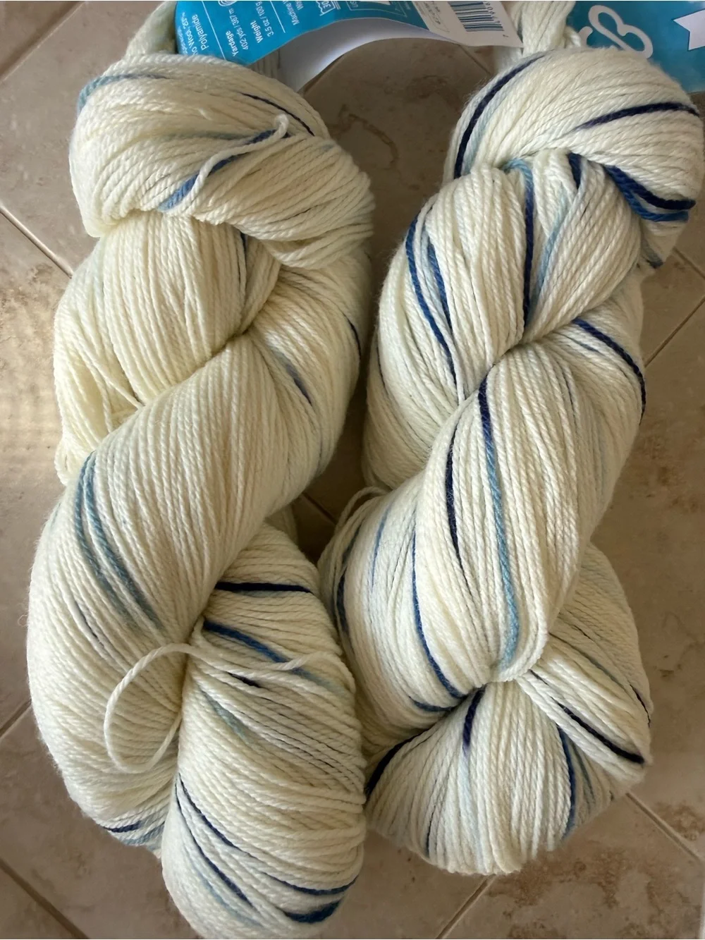 Superwash Merino Sock Splash Yarn - Arctic Ocean (Cream with Blue)